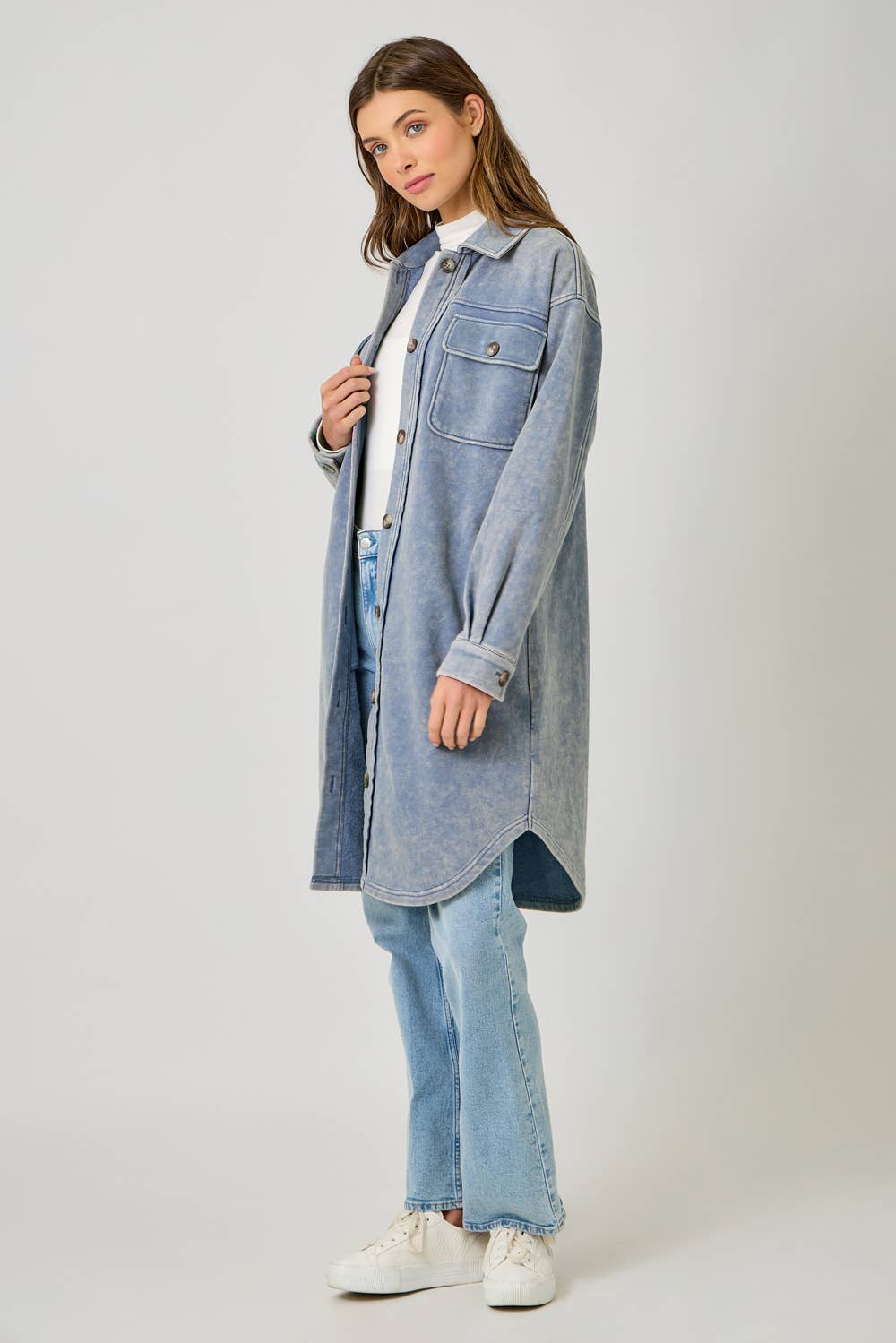 Mystree - Vendita all'ingrosso Giacca - Donna - 61231 Giacca Lunga in Spugna Lavata2