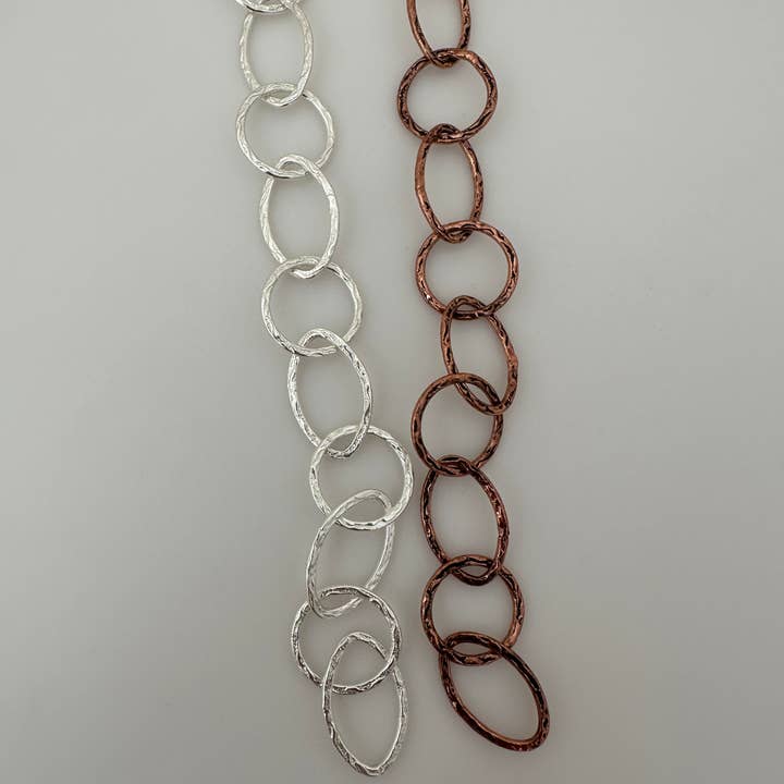 Purity Beads - Wholesale Craft supplies - Chain Gold Finish & Silver Plated Circle And Oval Solid Copper Pattern, Chain sizes: Circles are 14mm and Ovals are 14mmX2mm, 1 Foot3