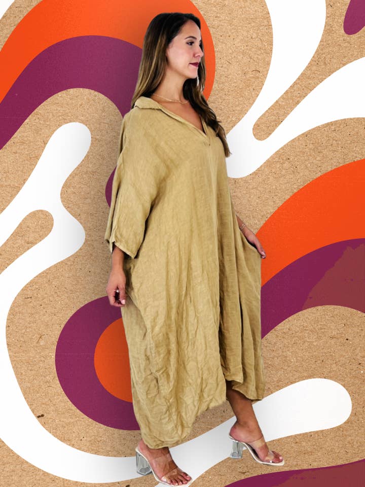 Linen & More - Wholesale Kaftan - Women's - REF 9036 KAFTAN PLAIN LINEN 100%4