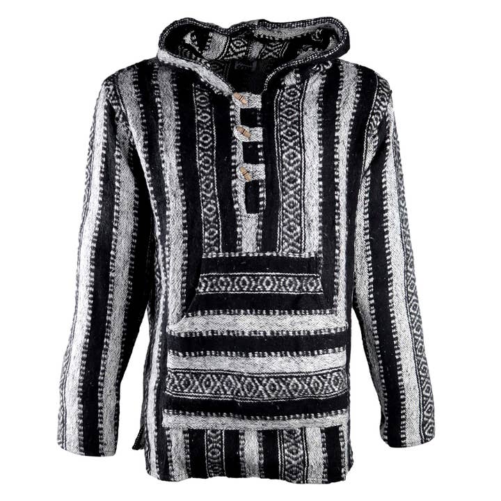 Giacca-poncho bianco-nero invertita Poncho Baja Jerga Messico per la vendita all'ingrosso da parte di Tribal Trade GmbH