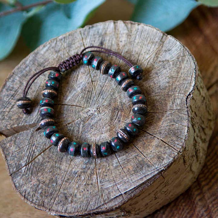 Bone Bead Bracelet - Black for wholesale by Siesta