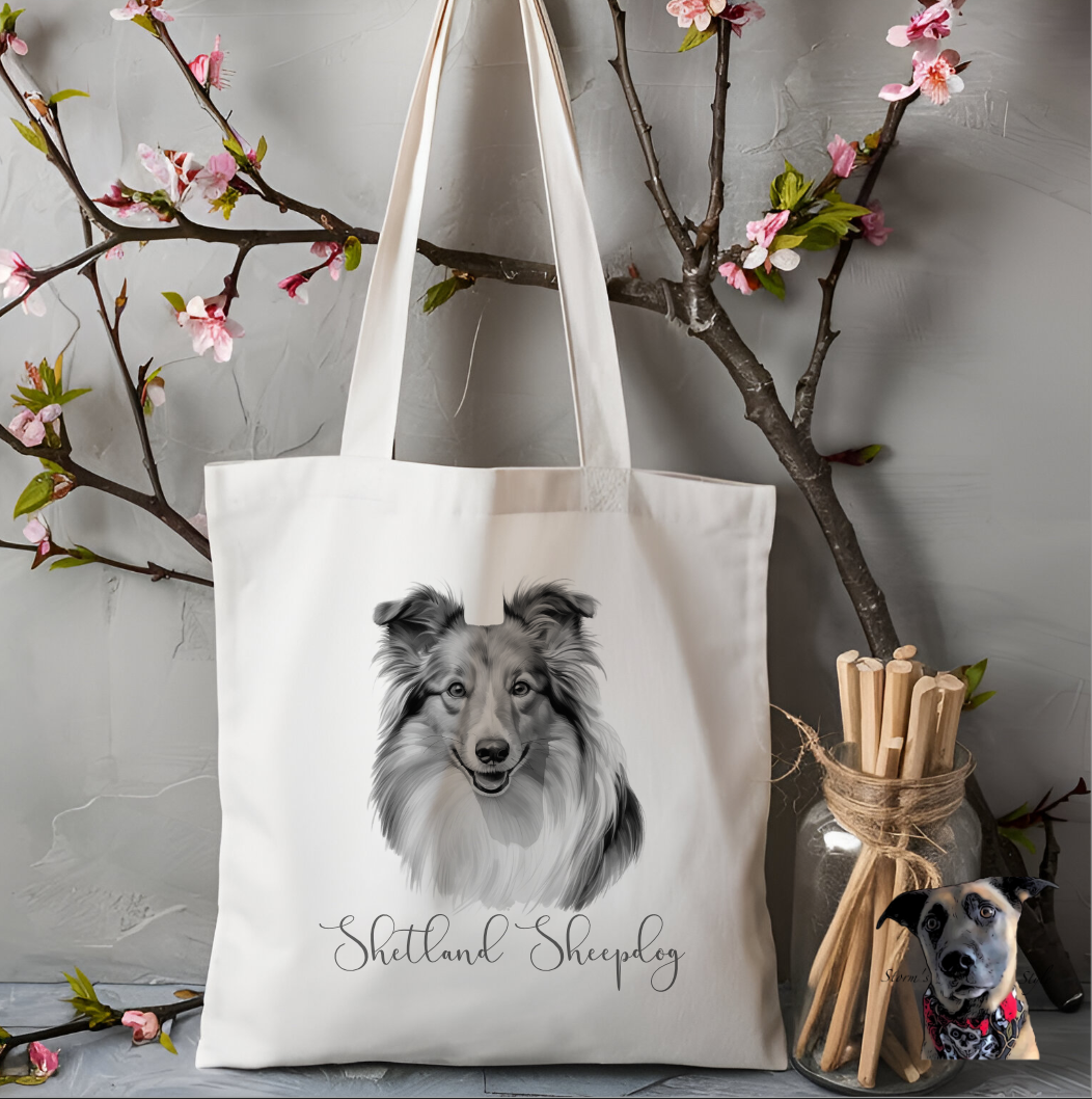 Storms Style – wholesale Tote bag – Unisex – Sketch Shetland Sheepdog Dog Tote Bag0