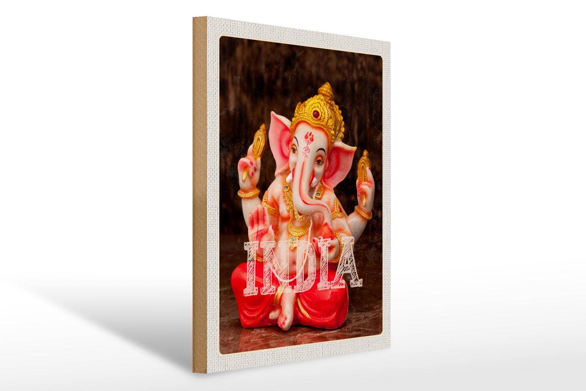 Femer - Wholesale Sculpture - Travel wooden sign 30x40 cm India sculpture Ganesha Hindu decoration0
