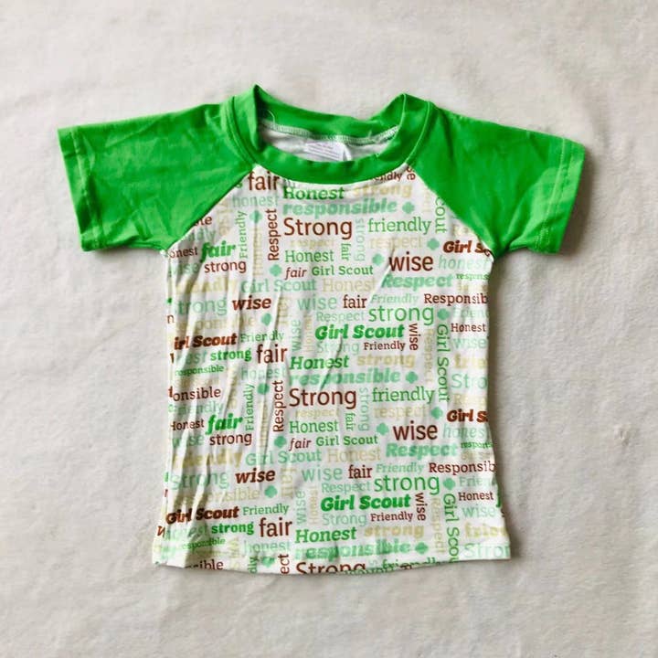 Baby boys green strong words short sleeve raglan shirts for wholesale by Aier Wholesale