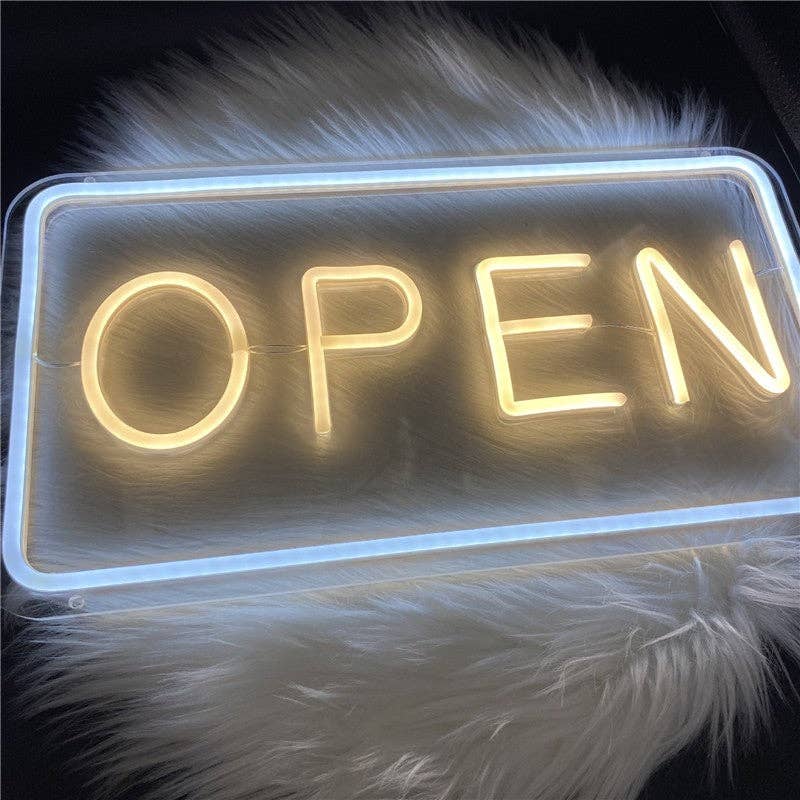 WHITE Open Acrylic Letter Neon Sign Backlit Light for wholesale on Faire0