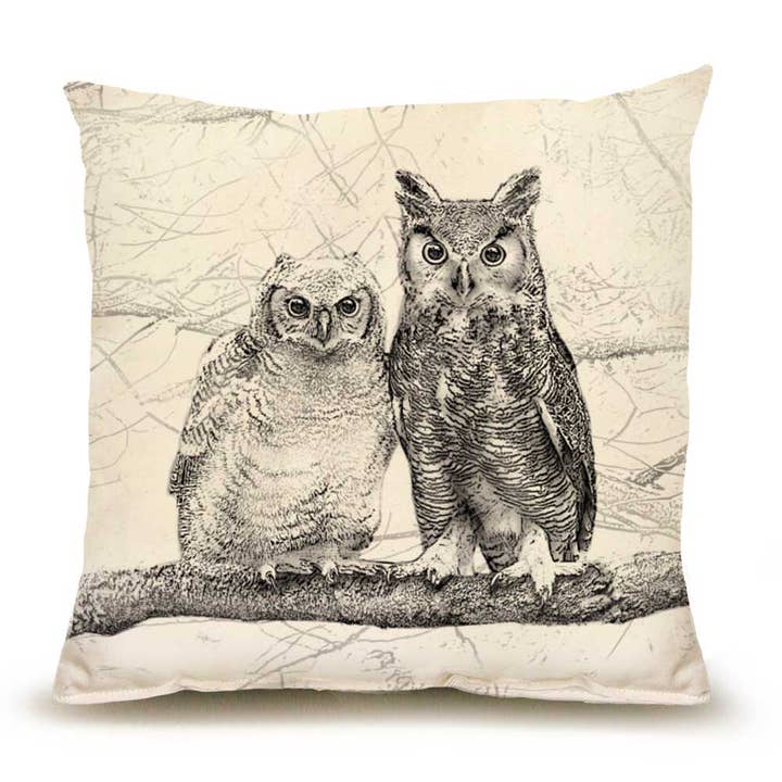 American Woodland Collective Owl Pair Medium Pillow for wholesale by Eric & Christopher