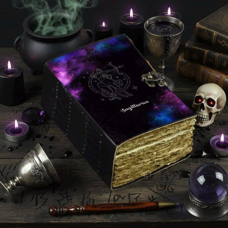 MNM HANDICRAFTS - Wholesale Journal/Diary - Sagittarius Grimoire Vintage leather journal Zodiac book1
