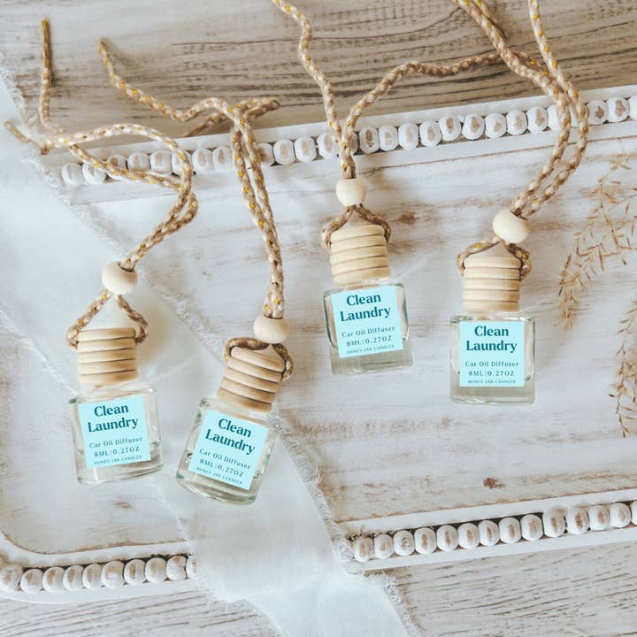 Hanging Car Diffusers | Clean Laundry | Made in USA for wholesale by Honey Jar Creations