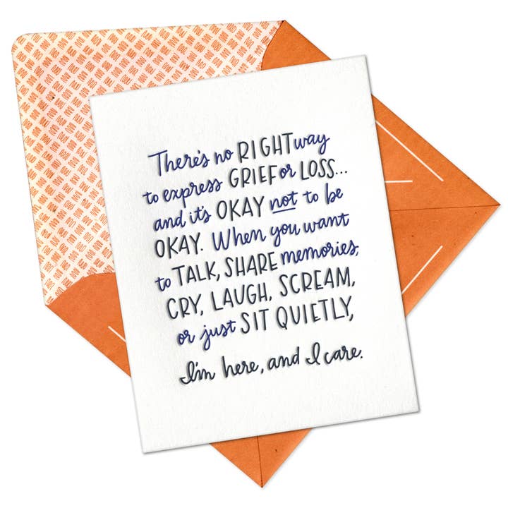 INK MEETS PAPER - Wholesale Sympathy Card - No Right Way to Grieve Letterpress Sympathy Card3