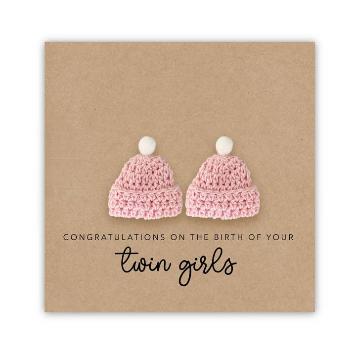 Grattiskort: Grattis till födseln av tvillingflickor för wholesale av Fifi's Handcrafted