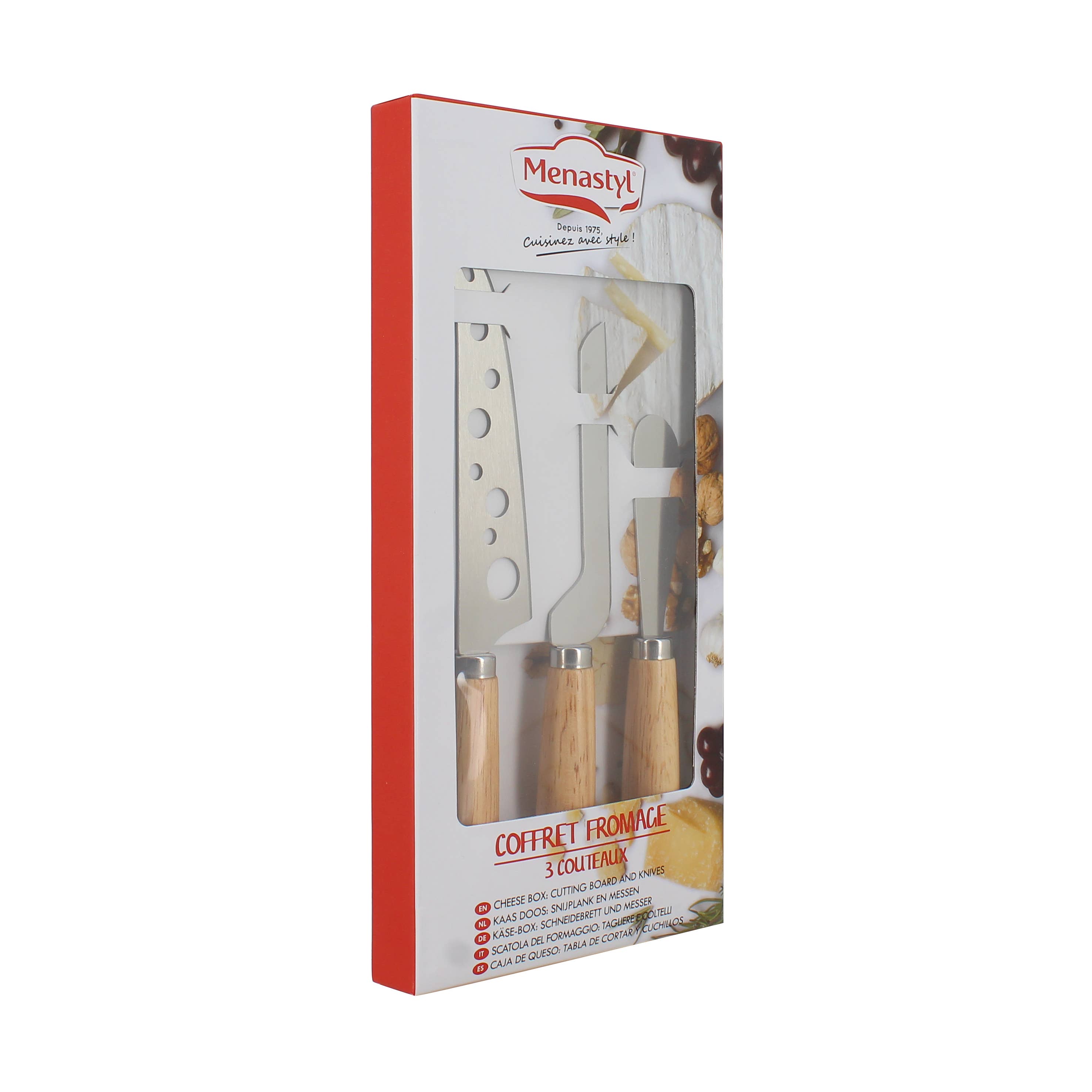 Menastyl - Wholesale Cheese Spreader - Set of 3 cheese knives with rubberwood handles1