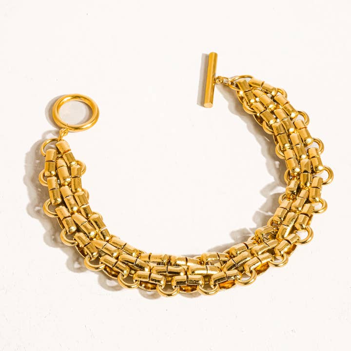Donni 18K Gold Non-Tarnish Bold Weave Bracelet for wholesale on Faire