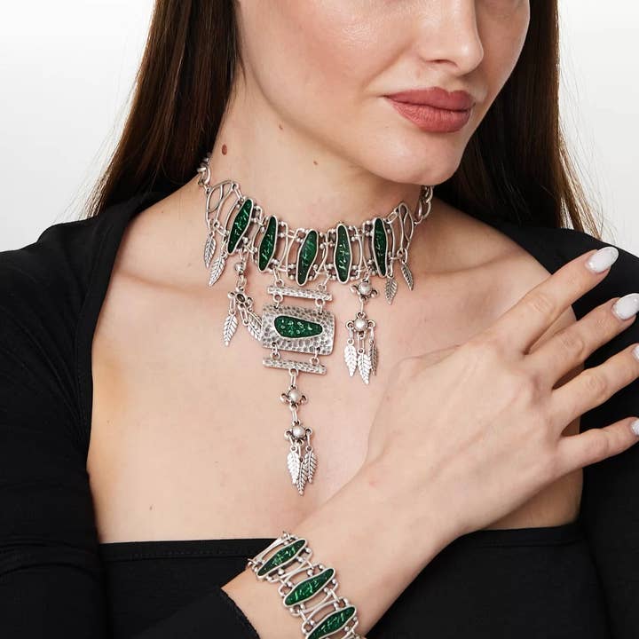 Zeydor Accessories - Vente Parures de bijoux - Ensemble collier et bracelet en émail vert ZeyDor1