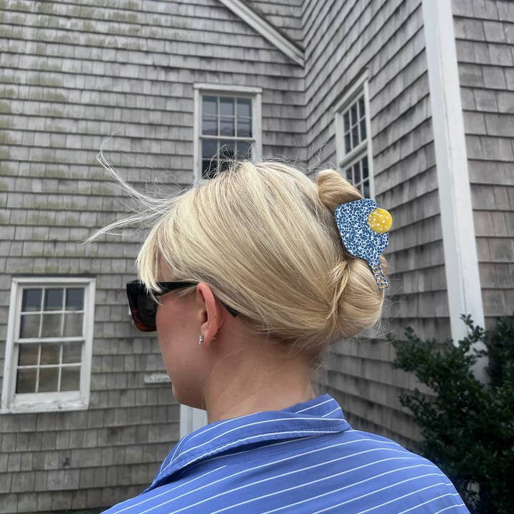 Solar Eclipse – wholesale Hårklämma - Dam – Handmålad Pickleball Paddle Claw Hair Clip | Miljövänlig2