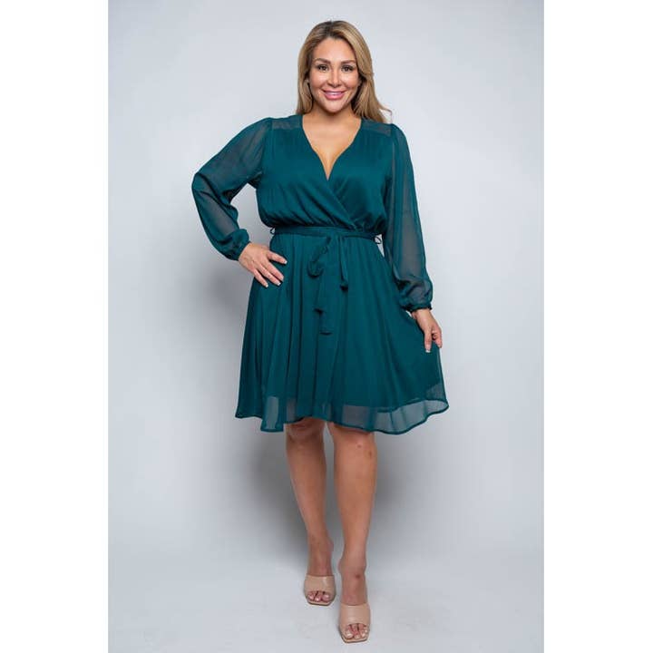 MINIVESTIDO ACAMPANADO DE GASA DE TALLA GRANDE para venta al por mayor de Curve Market