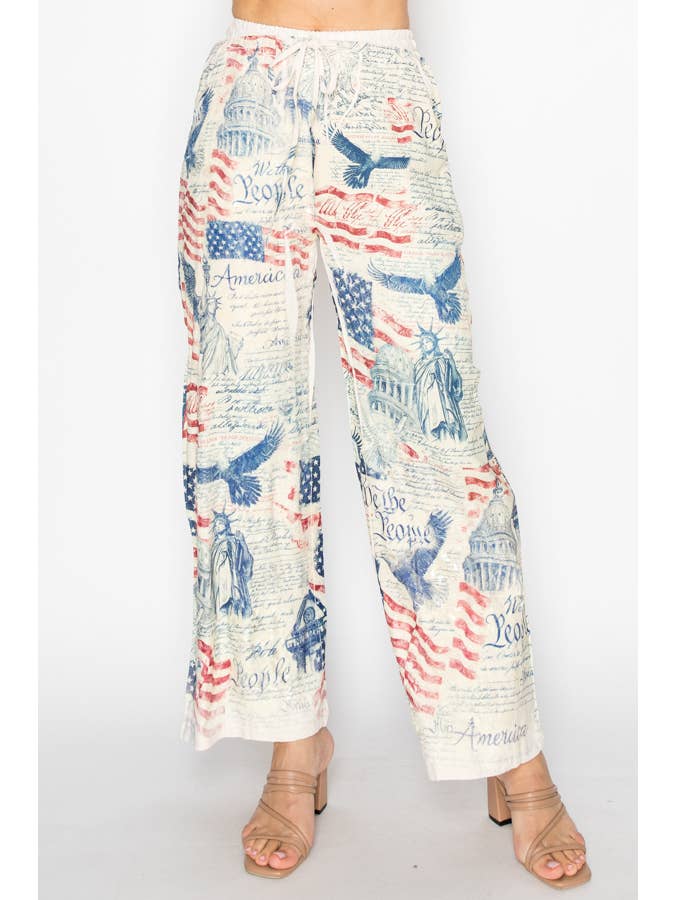 Drawstring pants w/ RED WHITE AND BLUE OLS-4703BG FREEDOM for wholesale on Faire