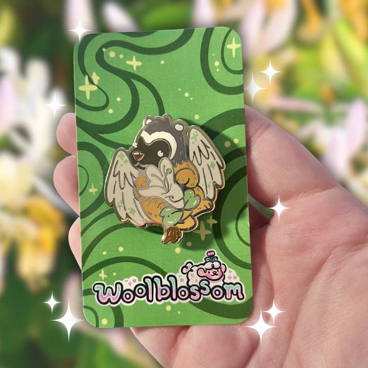 Honeysuckle Badger-gryff ~ Enamel Pin for wholesale by Woolblossom