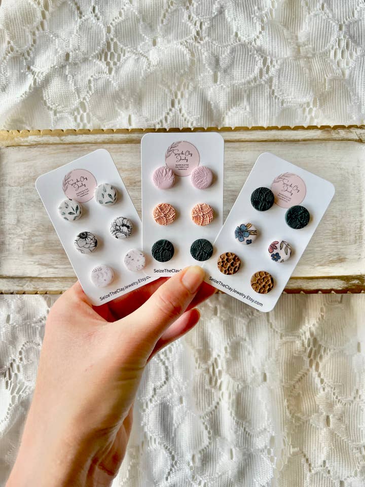 Clay Stud Pack mit Blumen, Clay Stud Pack, Floral Clay Studs für den Großhandel von SeizeTheClayJewelry