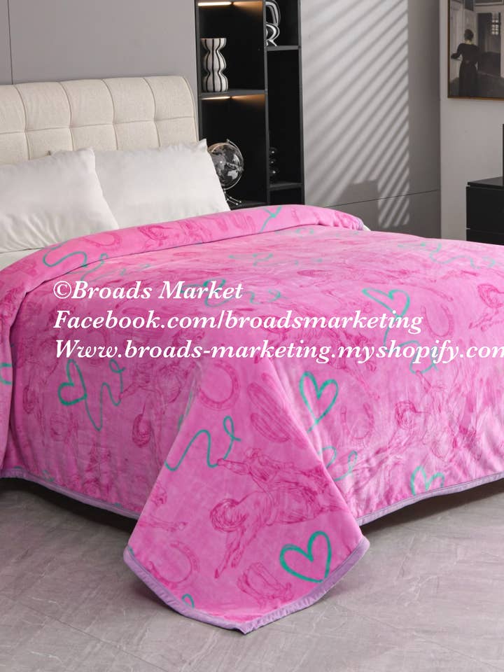 Pink Hearts Super Plush Blanket for wholesale by Broads Market