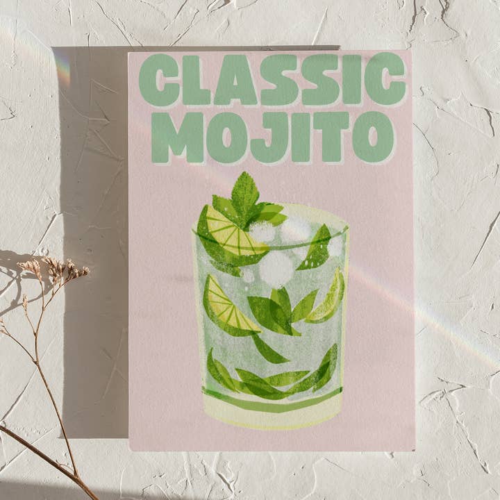 Classic Mojito Bright Cocktail Print - Retro Design for wholesale by LXR CREATE