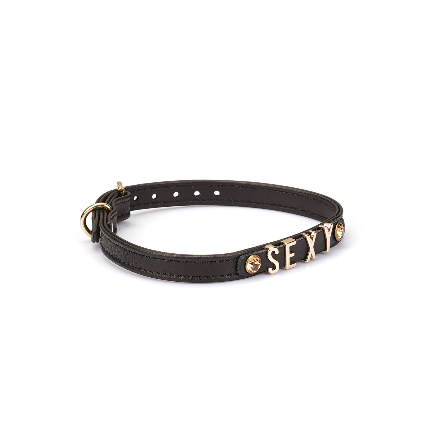 Liebe Seele - Wholesale Choker/Collar - Black Italian Leather Choker with Letters BITCH/SLUT/SEXY5