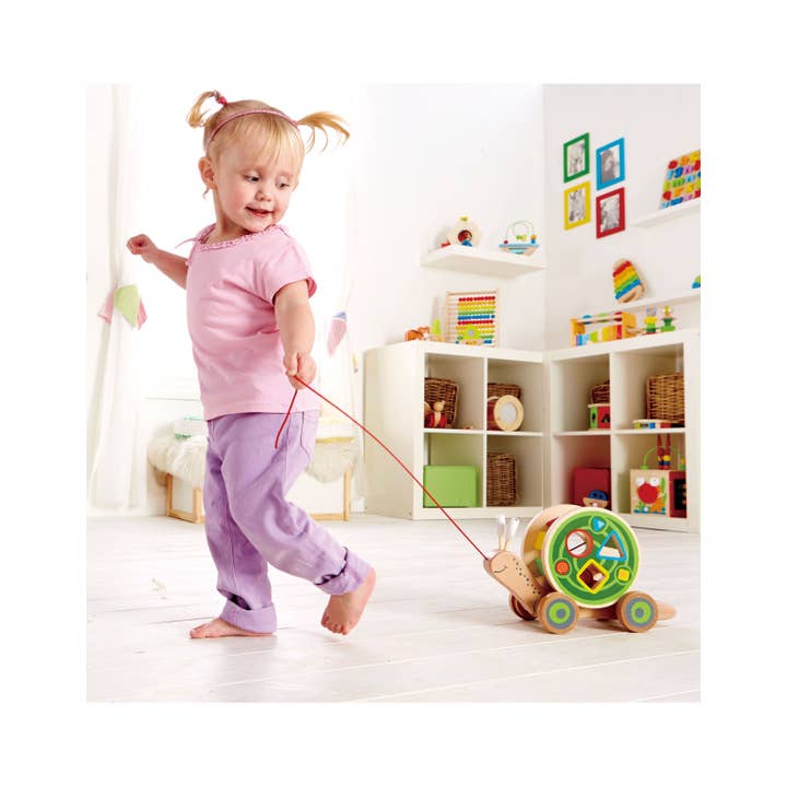 Hape Toys - Wholesale Toy Set - Kids - Hape Walk-A-Long Snail - Pull-Along Toy with Shape Sorting.