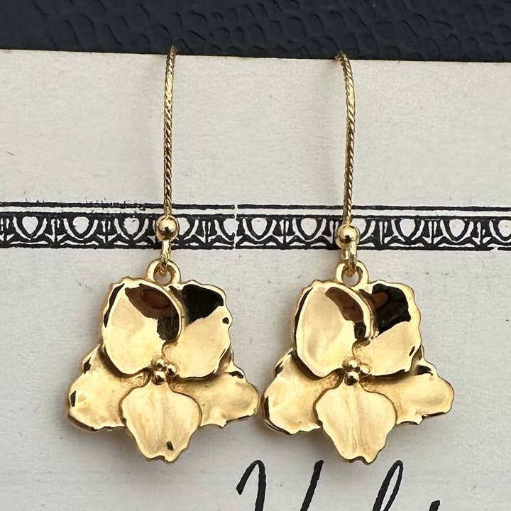 Vermeil African Violet Medium Bloom Earrings for wholesale by Summer Joy Silver