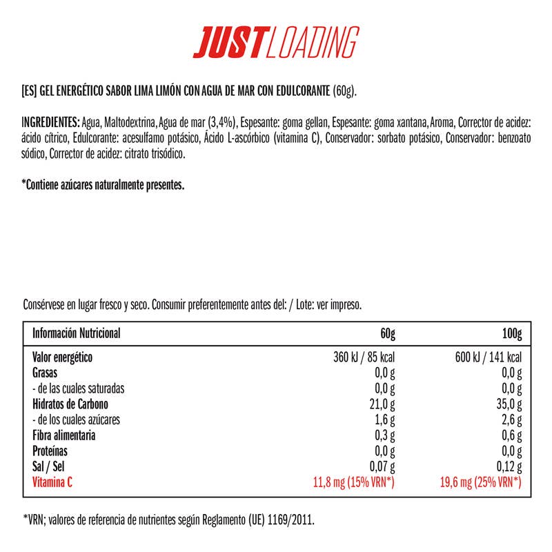 Just Loading - Wholesale Sports/Energy Drink - LEMON LIME ISOTONIC GEL WITH SEAWATER 60gx142