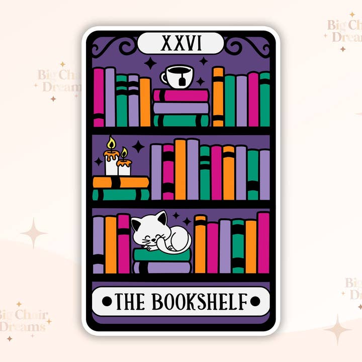Autocollant Tarot Card The Bookshelf - Autocollants pour livres pour la vente par Big Chair Dreams