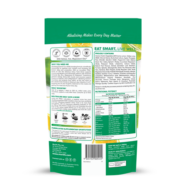 Morlife - Wholesale Protein/superfood powder - Alkalising Greens Citrus Twist 200g1