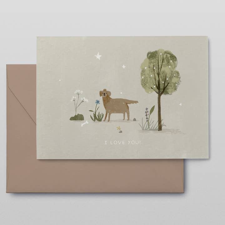 Biglietto di auguri A6 con scritta «I Love You Puppy» per la vendita all'ingrosso da parte di After Providence