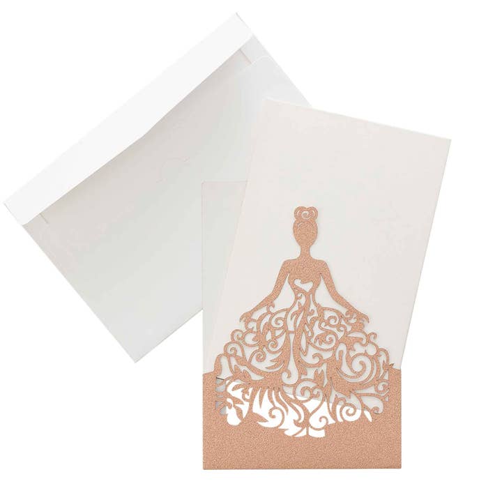Laser Cut Invitation Cards 8pc/bag - Rose Gold for wholesale on Faire