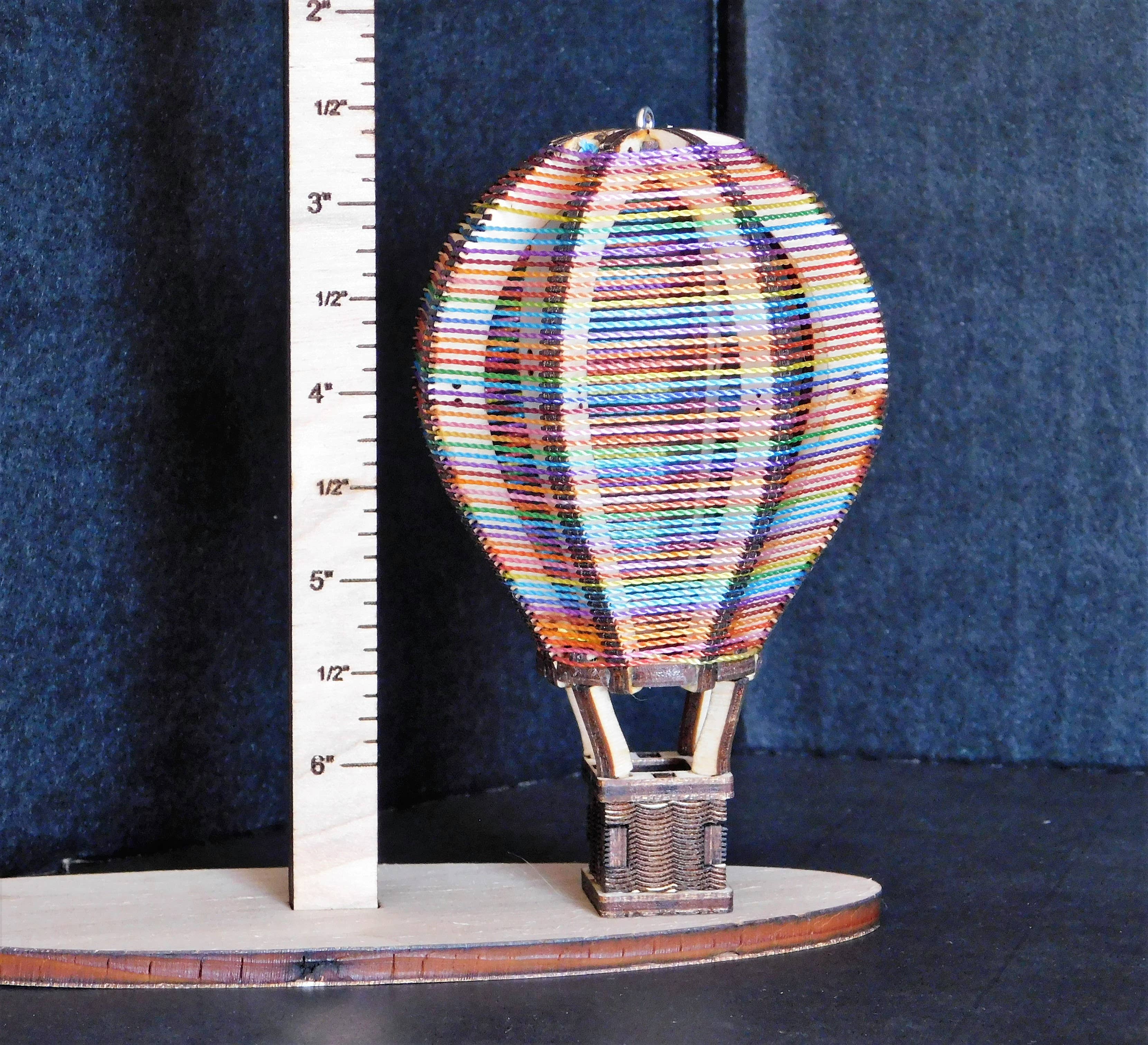 Majestic Elf Cat - Wholesale Ornament - Small Wooden String Hot Air Balloon Ornament, Handmade2