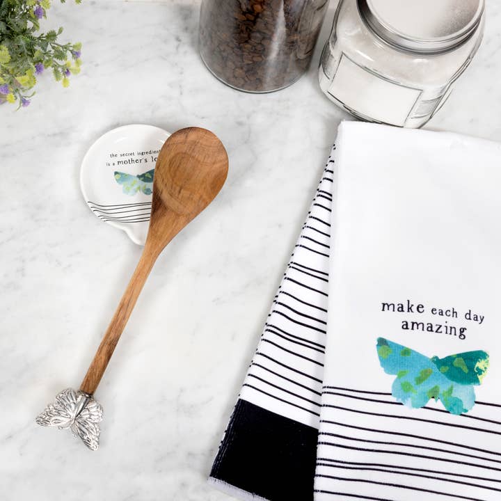 Pavilion - Wholesale Spoon Rest - Mother - 4" Spoon Rest with Decorative Bamboo Spoon
