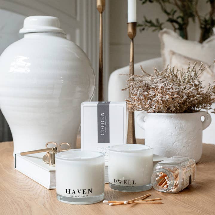 Porter Lane Home - Wholesale Jar/Filled Candle - HAVEN | Saffron + Amber Candle | Signature Collection