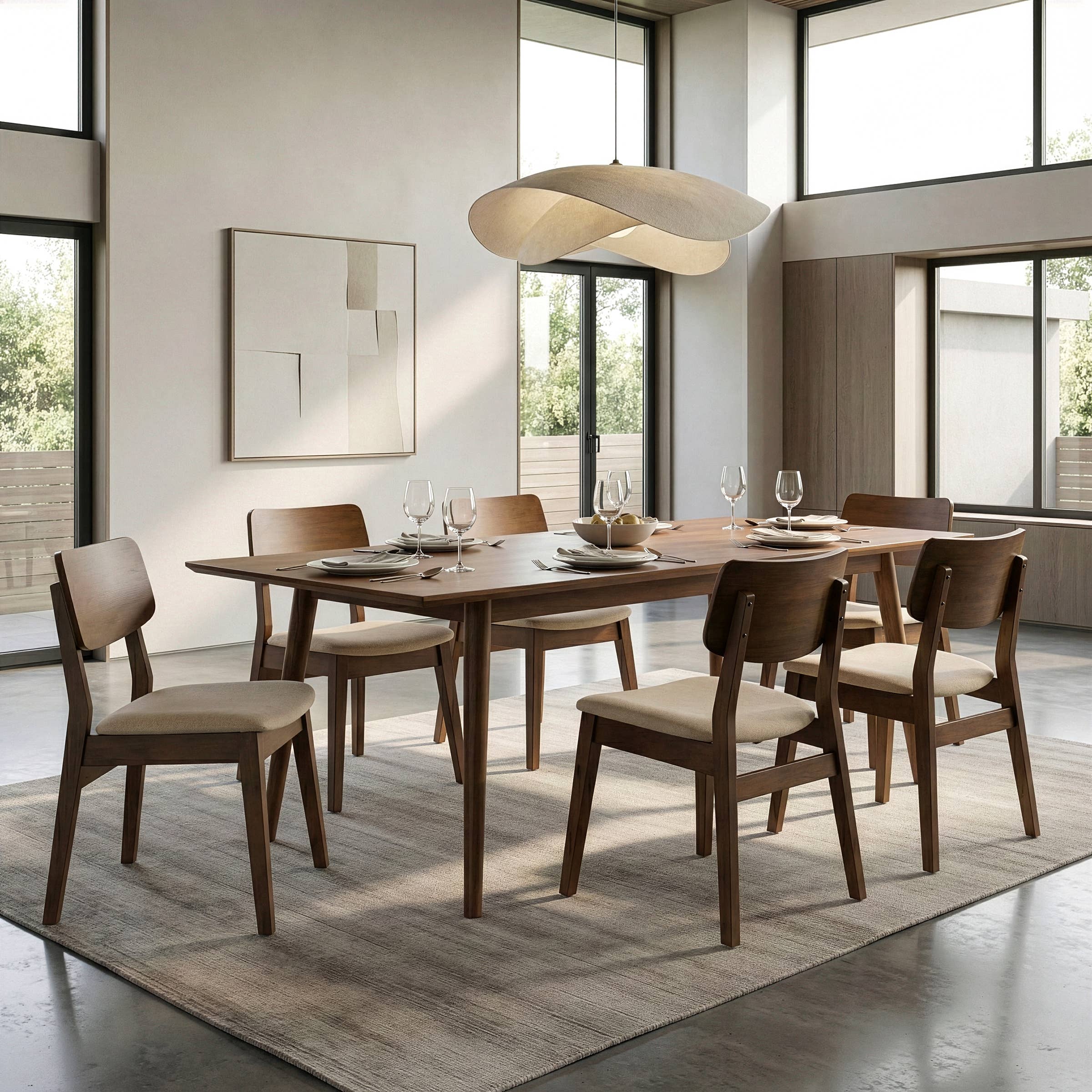 Glamour Home - Wholesale Chair - Set of 2 Astin Dark Brown Wood Chair with Beige Fabric Seat1