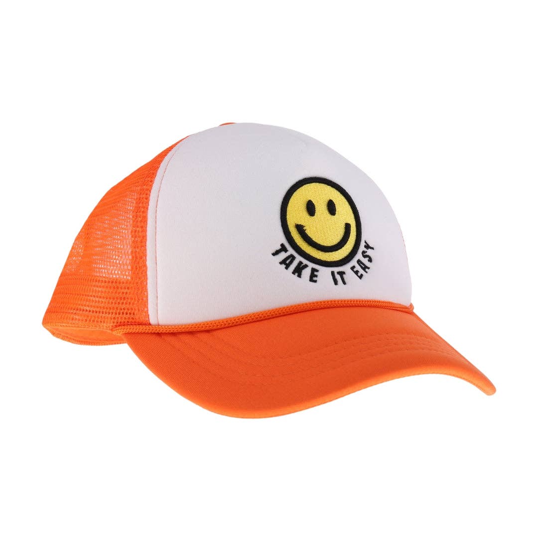 C.C Beanie - Wholesale Trucker Hat - Women's - Take it Easy Smiley Face C.C Trucker Ball Cap TCB013
