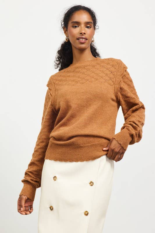 SKIES ARE BLUE - Vente Pull en maille – femme - Pull en maille ajourée à manches longues0
