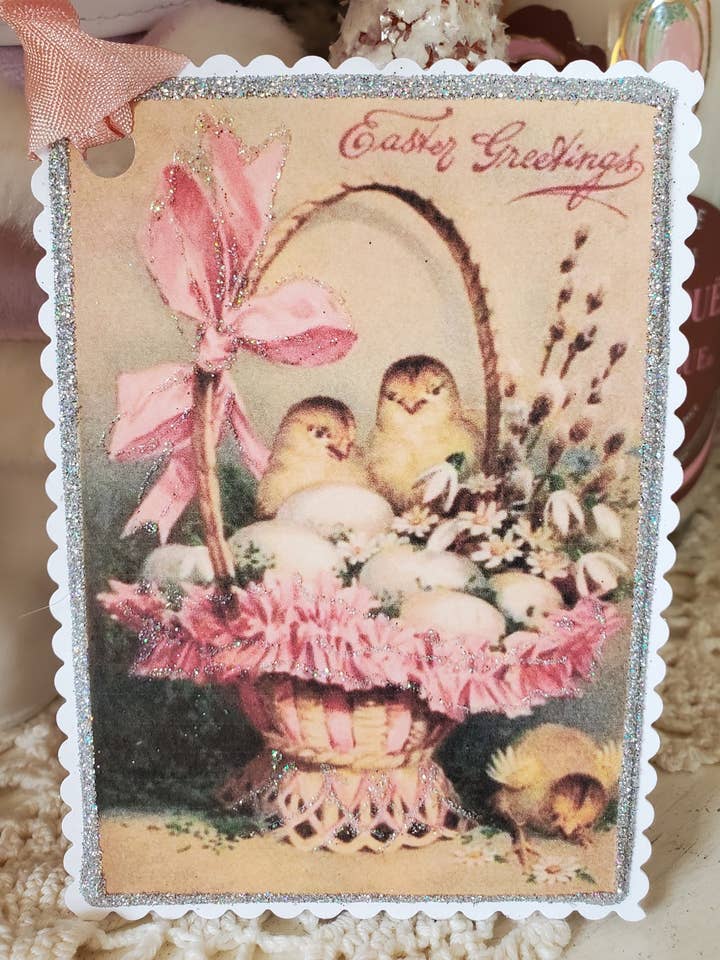 Easter Gift Tag Chics n Eggs in Basket for wholesale by Little Heart Designs