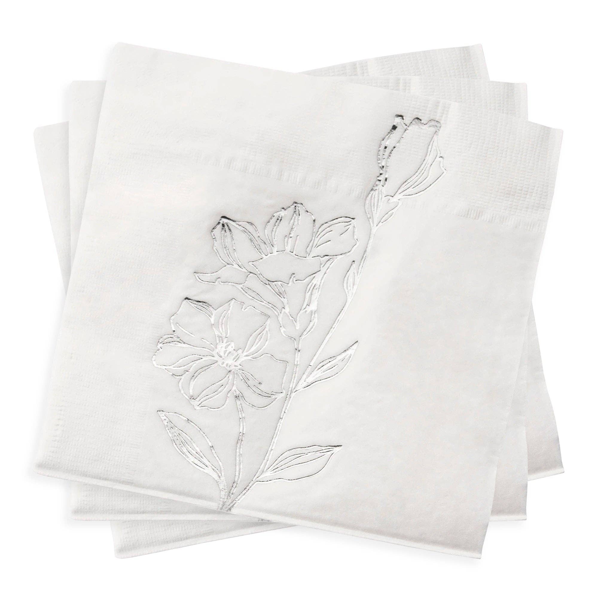 Smarty had a Party - Wholesale Disposable Napkin - White w/ Silver Antique Paper Cocktail Napkins - 600 pcs1