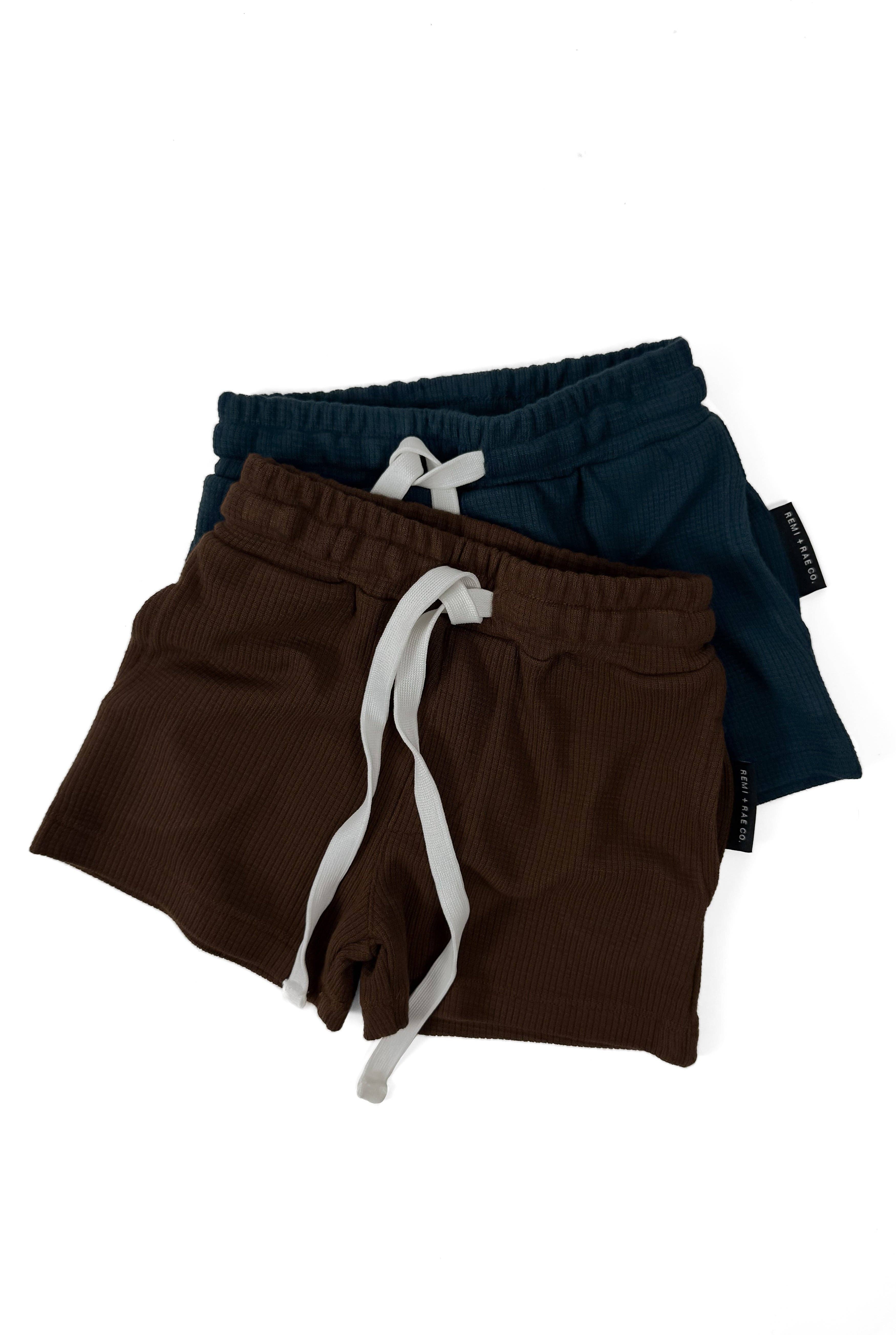 Remi + Rae Co. - Wholesale Shorts - Kids - BAMBOO WAFFLE SHORTS - UMBER5