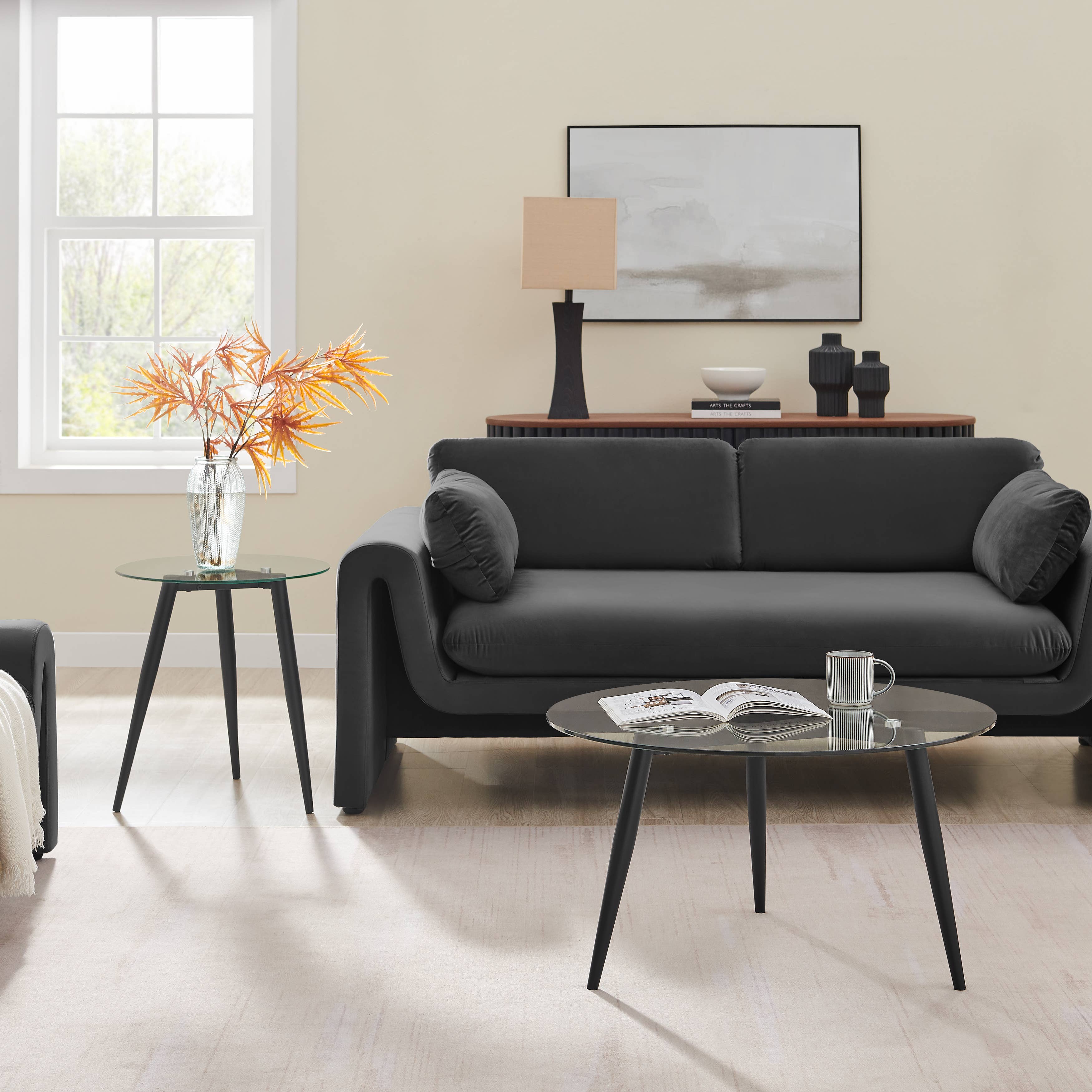 Danya B – wholesale Soffbord – Van Beuren glas kaffe- och sidobordsset med avsmalnande ben7