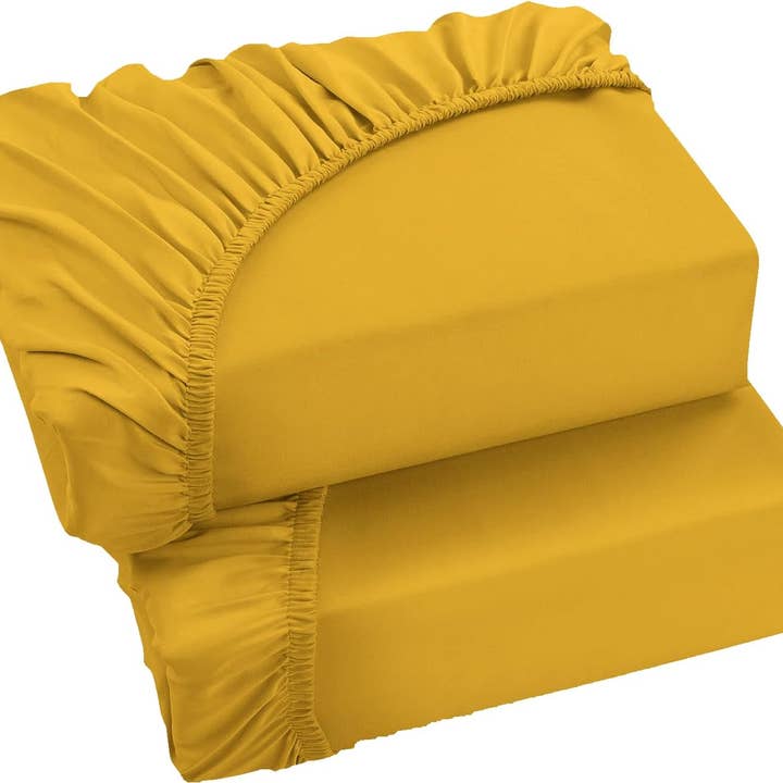Ochre Mfiber fitted sheet 16 Inches Deep 100% Polyester for wholesale by The Fitted Sheets