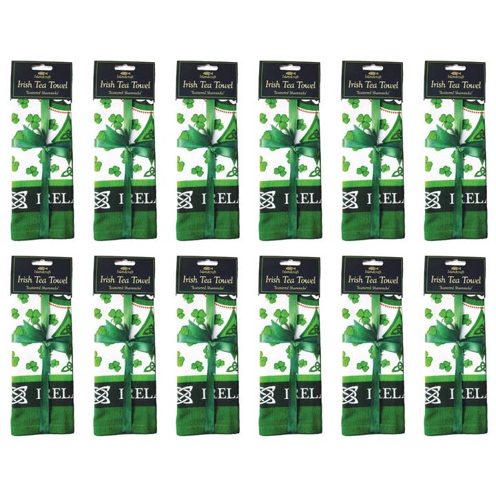 Dublin Gift Company – Toalha de chá por atacado – Toalhas de Chá Irlandesas Trevos Espalhados3