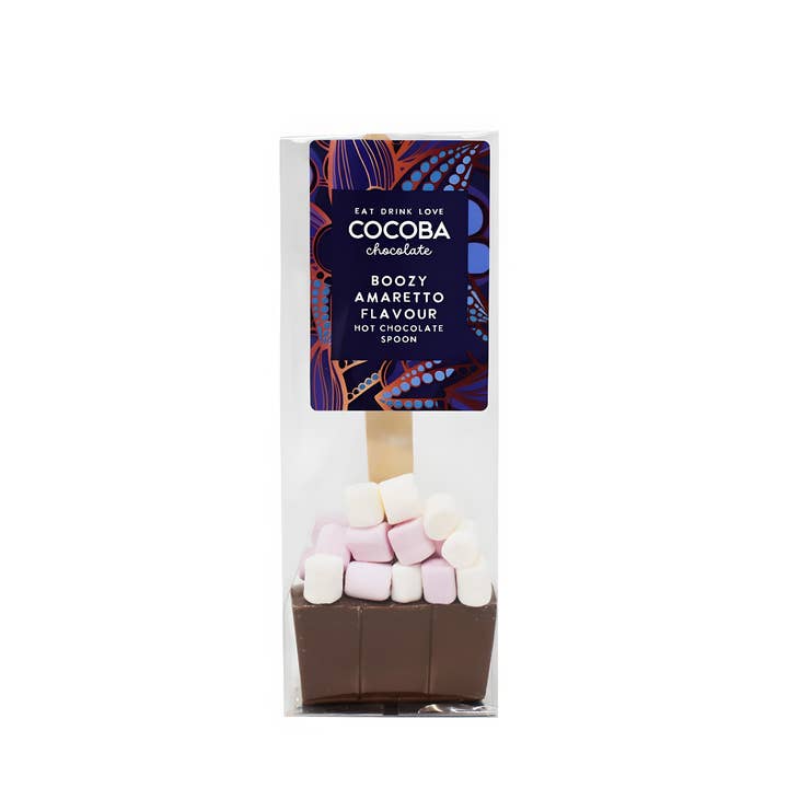 Milk & Amaretto Hot Chocolate Spoon with Marshmallows for wholesale by Cocoba