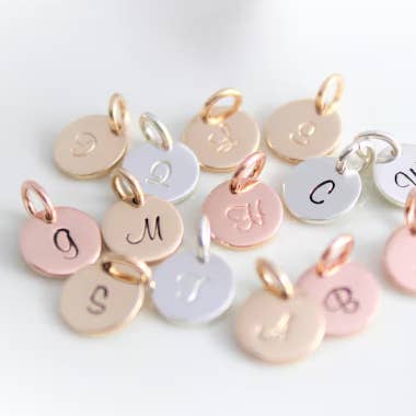 Mytinystarshining - Wholesale Individual Charm/Pendant - Initial charm in 14k rose gold, 14k gold or Sterling silver0