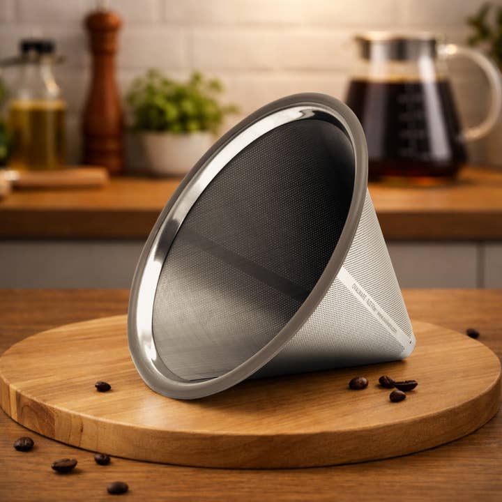 Papirløs, genanvendelig kaffefilter i rustfrit stål til pour over for engroshandel hos Ovalware