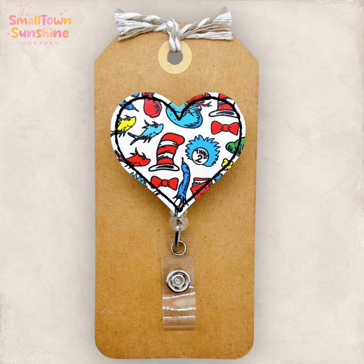 White Storybook Friends Heart Badge Reel for wholesale by The SmallTownSunshine Company