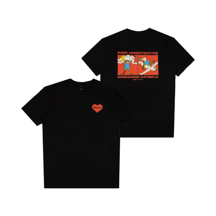 Pippi Wrestling T-Shirt for wholesale by Nordicbuddies