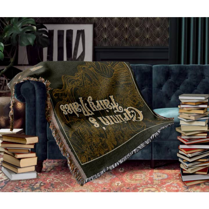 Brown Brothers Grimm Fairytale Woven Afghan Blanket Tapestry Throw for wholesale on Faire1